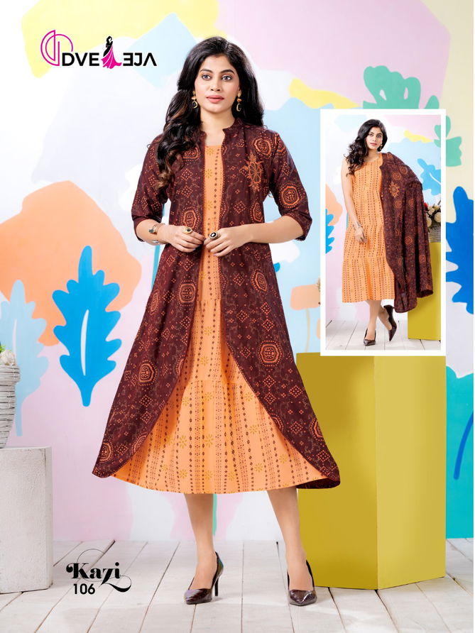 Dveeja Kazi Fancy Designer Regular Wear Rayon Kurti With Jacket Collection